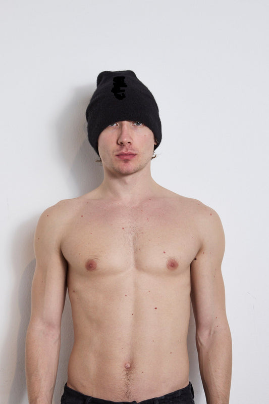 Black Cashmere Silk Knit Cap