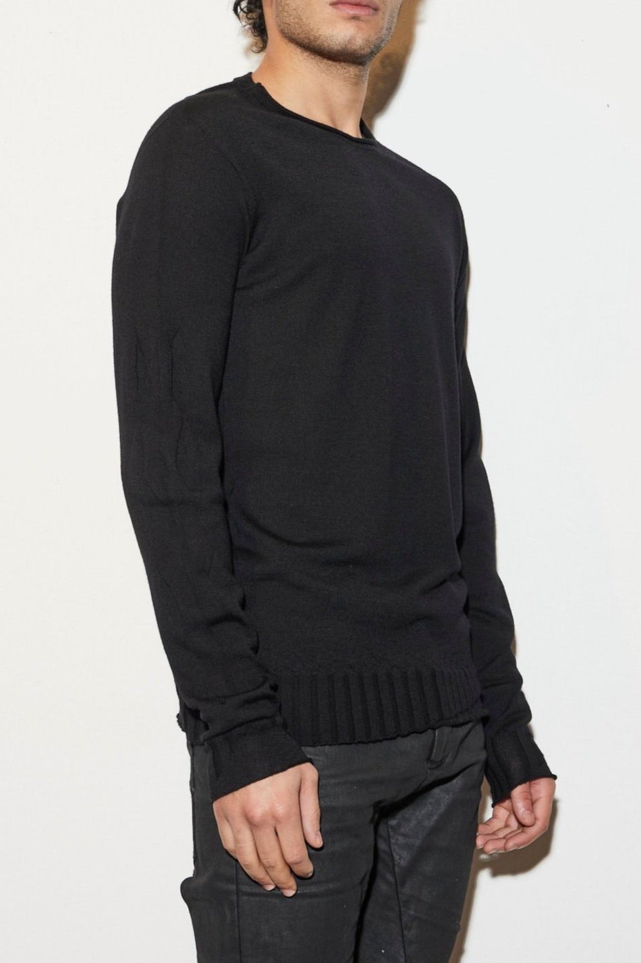 Black Roll Neck Lightweight Wool Sweater