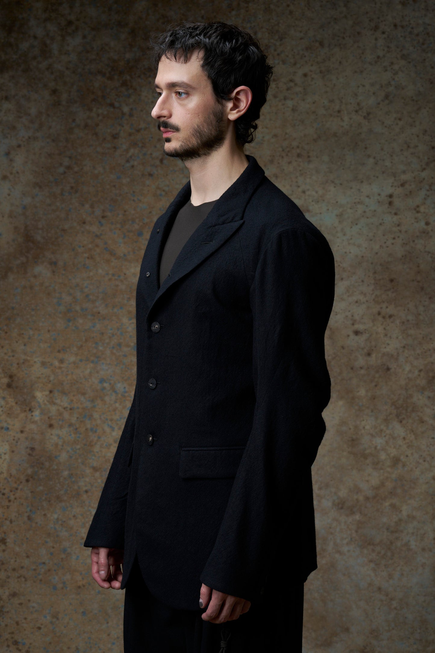 Black 5-Button Wool Soft Blazer