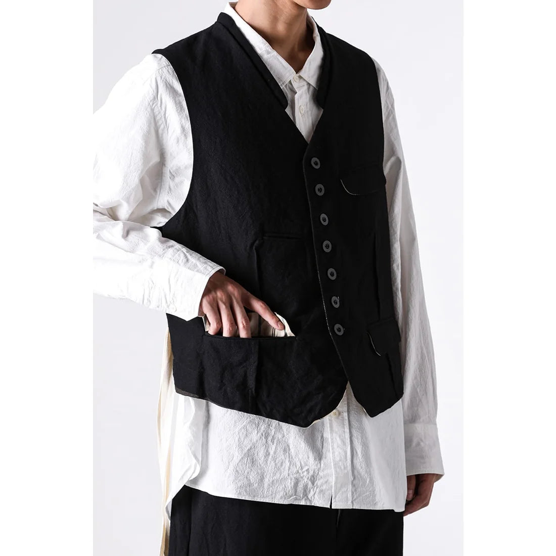 Coal Black Square Shaped Loose Vest