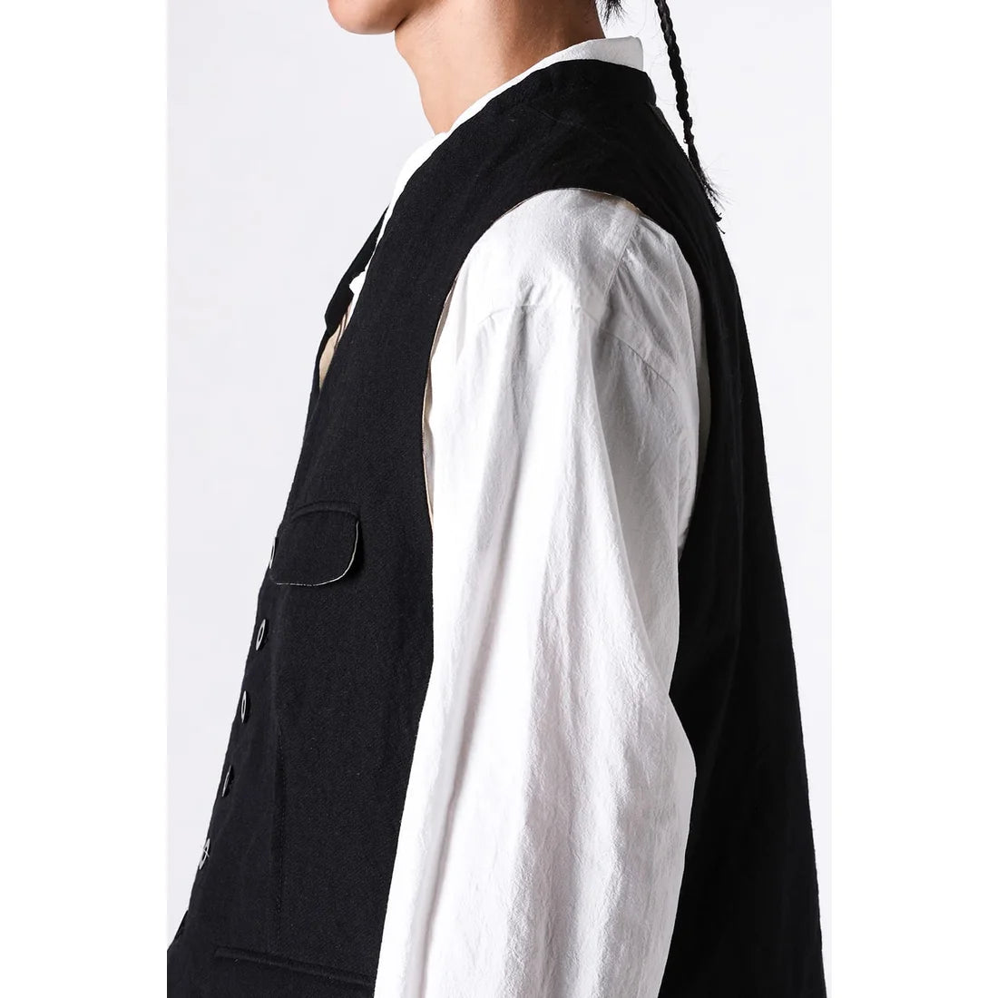 Coal Black Square Shaped Loose Vest