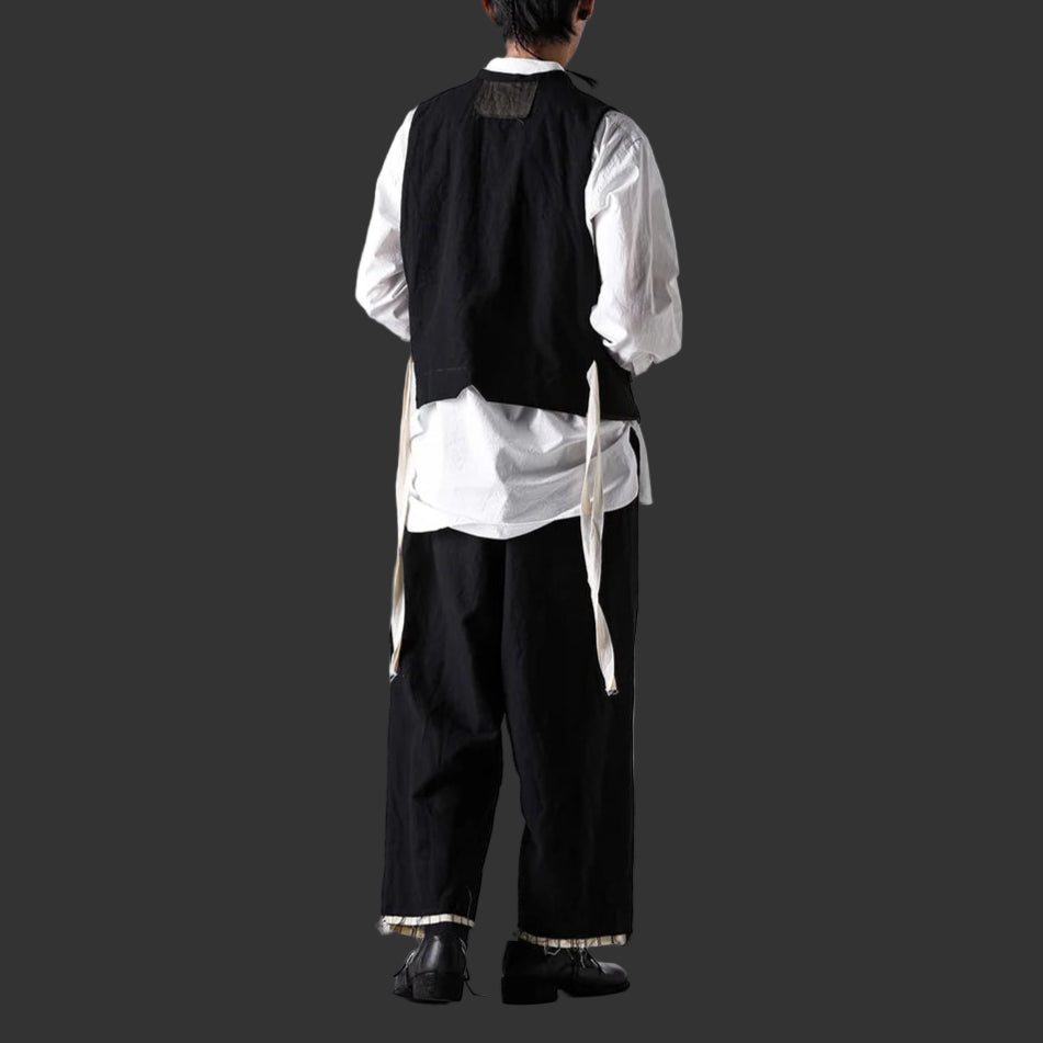 Coal Black Cut off Bold Straight Trousers