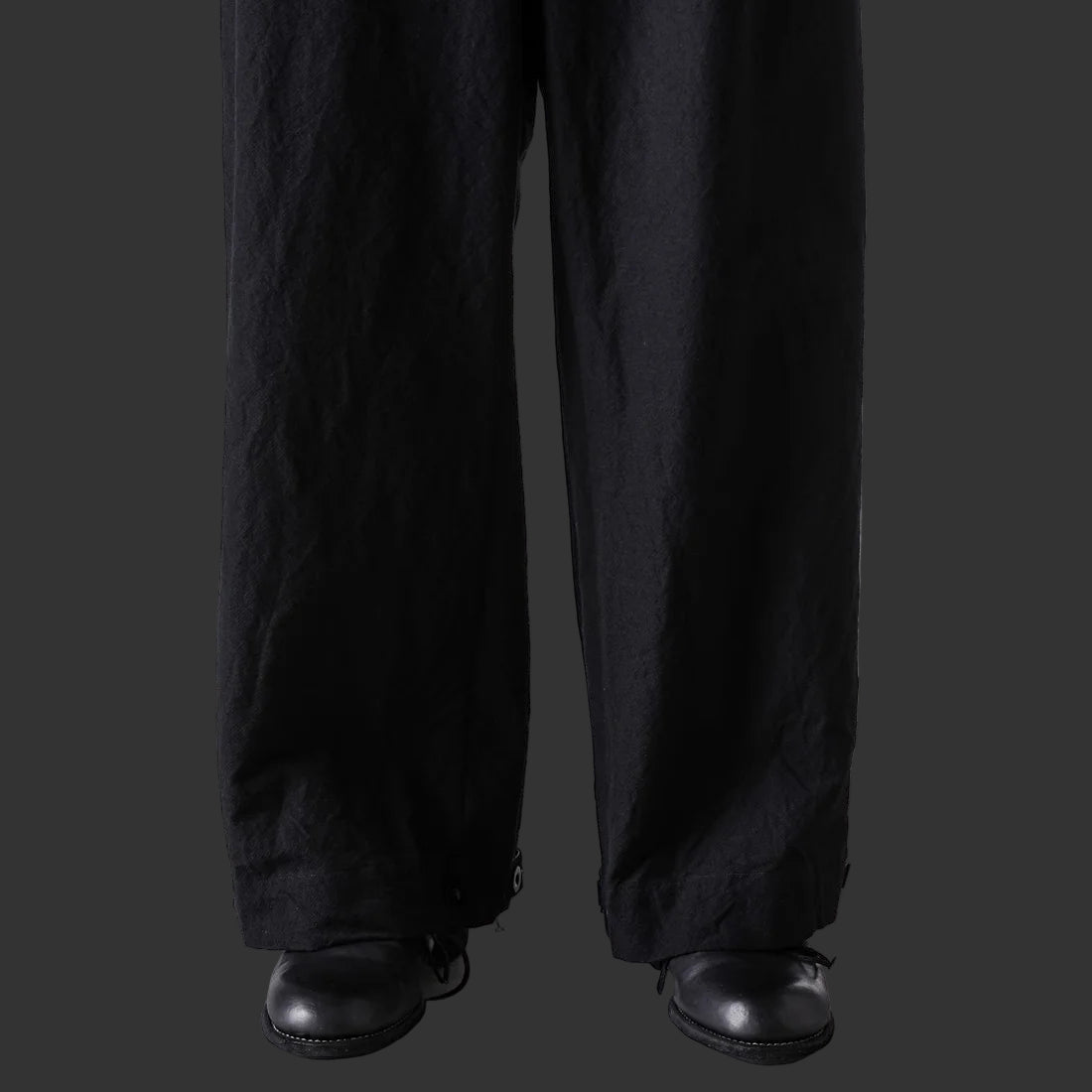 Coal Black Side Tucked Wide Straight Trousers