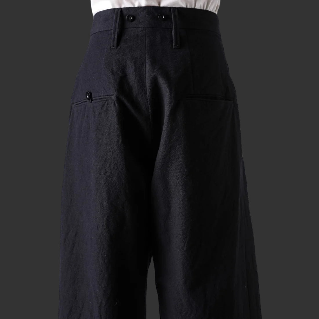 Coal Black Side Tucked Wide Straight Trousers