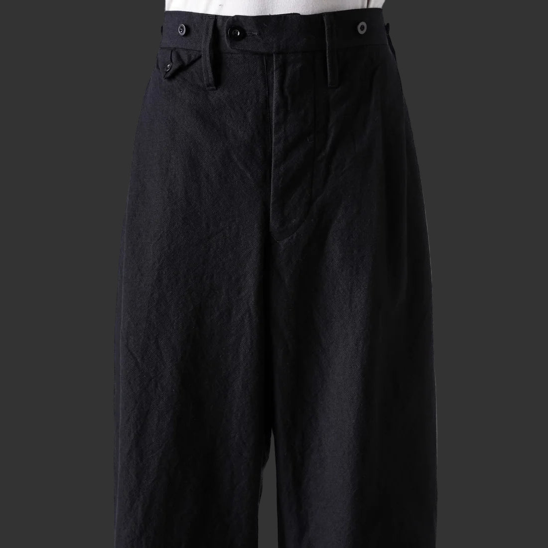 Coal Black Side Tucked Wide Straight Trousers