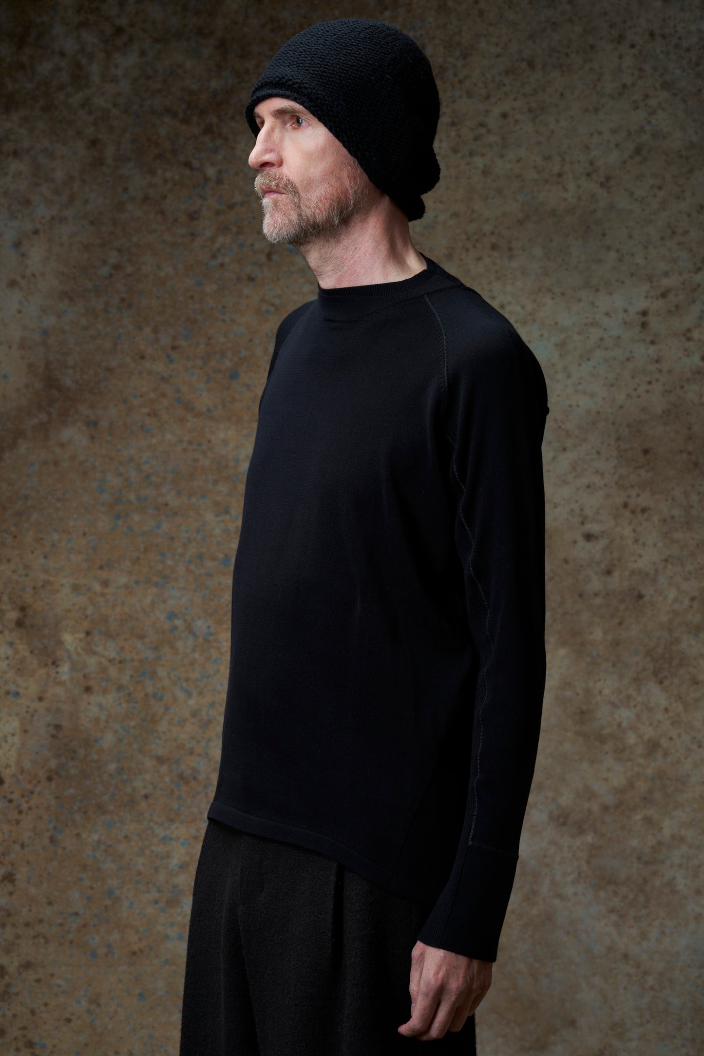 Black Raglan Crewneck Long Sleeve Sweater