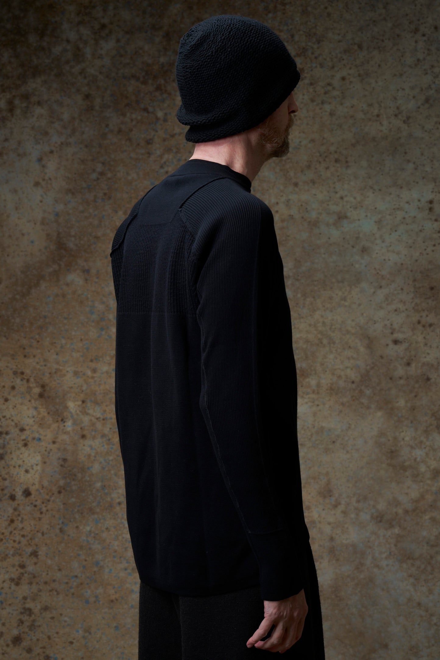 Black Raglan Crewneck Long Sleeve Sweater
