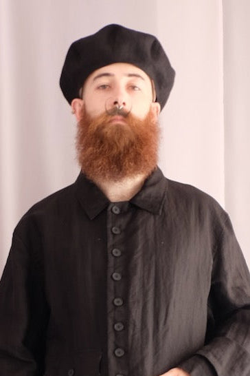 Black Ramie Cotton Big Beret