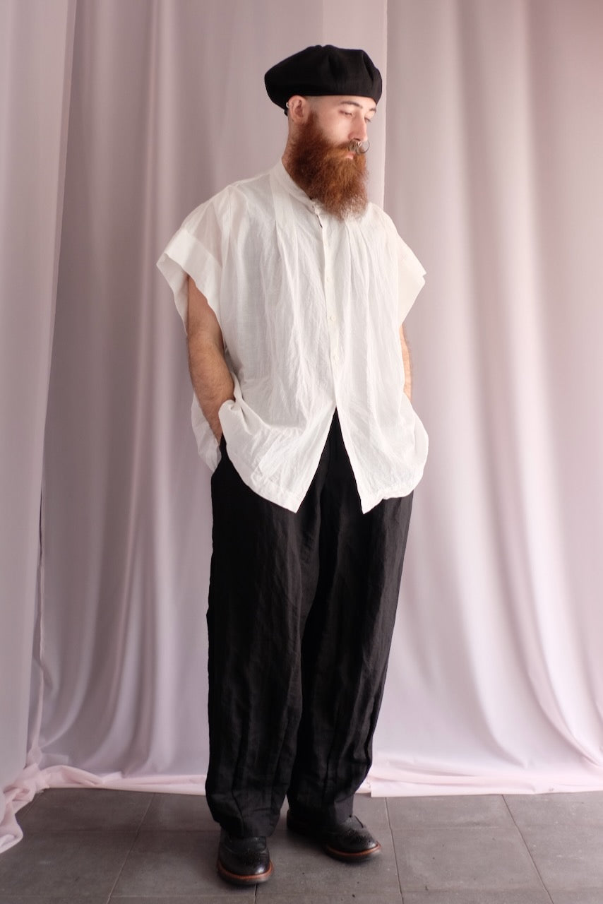 Black Ramie Cotton Big Beret