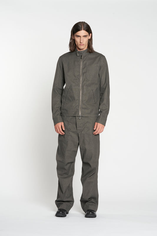 Grey and Blue Grey Reversible Harrington Zipper Jacket