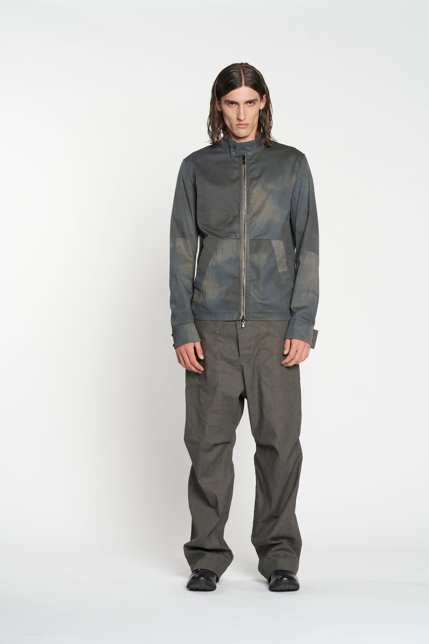 Grey and Blue Grey Reversible Harrington Zipper Jacket