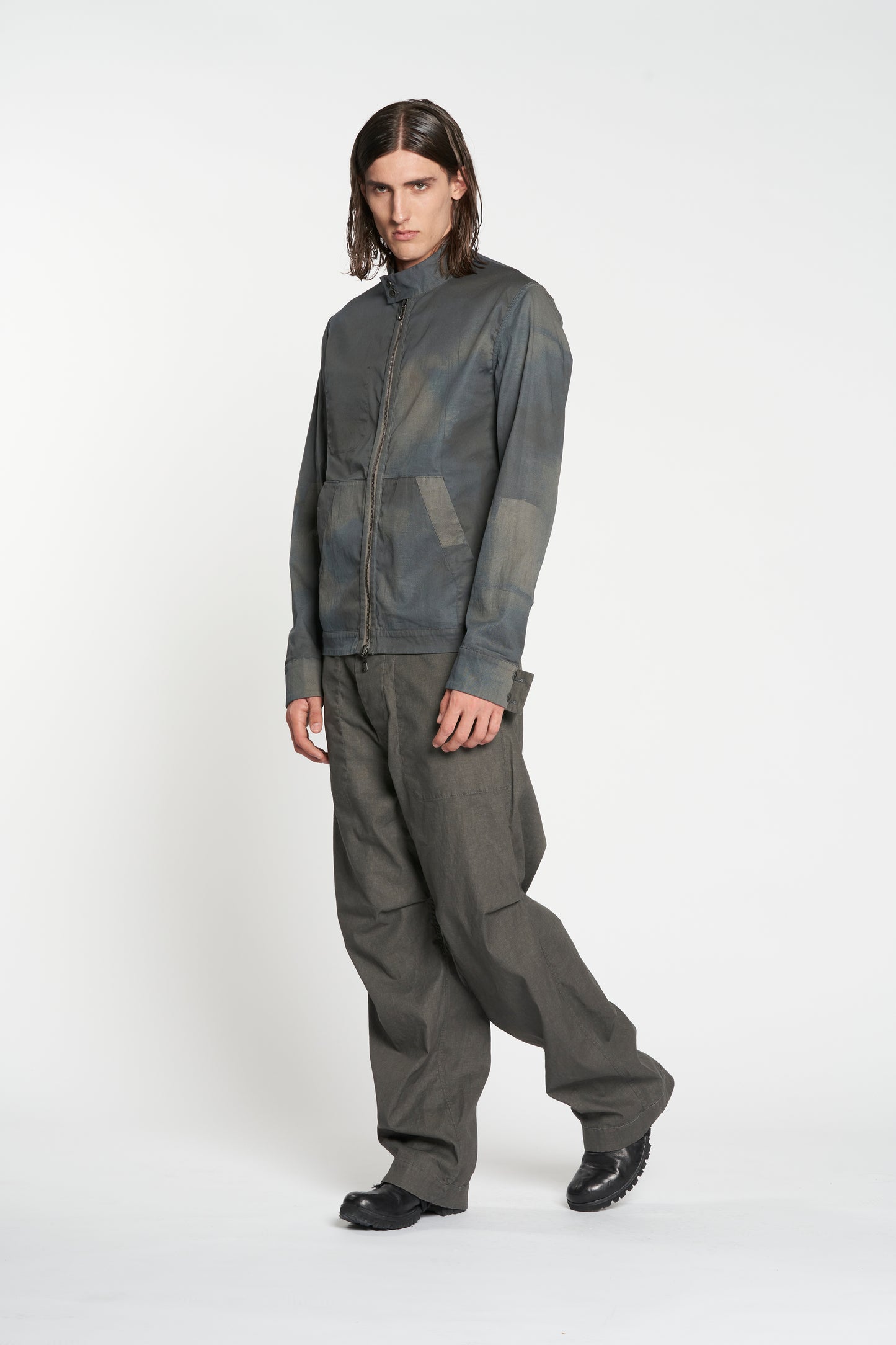 Grey and Blue Grey Reversible Harrington Zipper Jacket