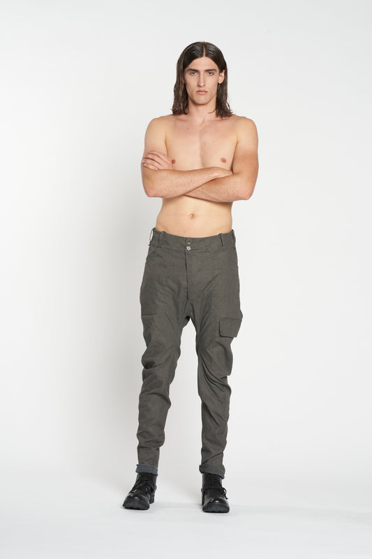 Grey and Blue Grey Reversible Baggy Tapered Cargo Trousers