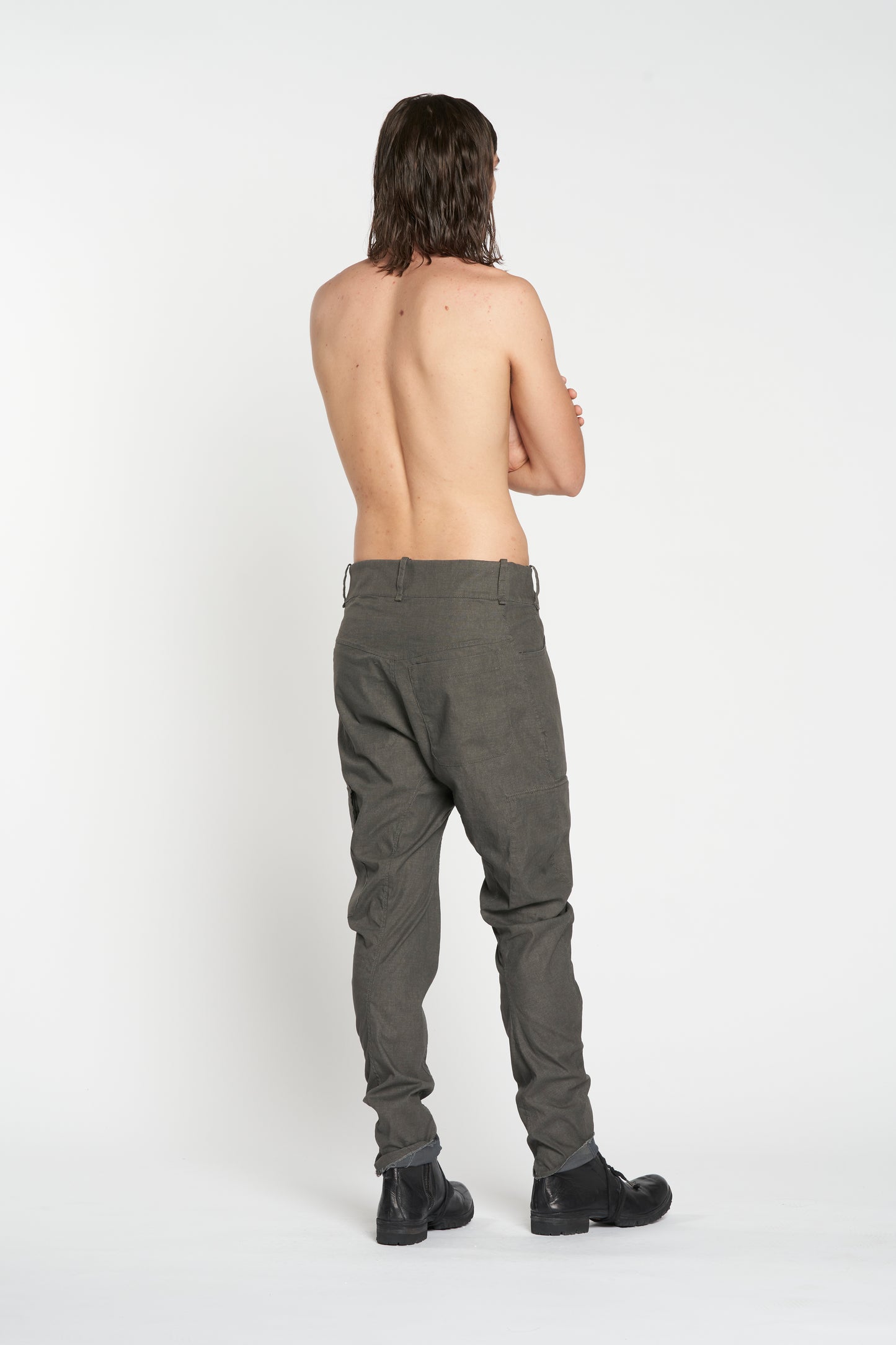 Grey and Blue Grey Reversible Baggy Tapered Cargo Trousers