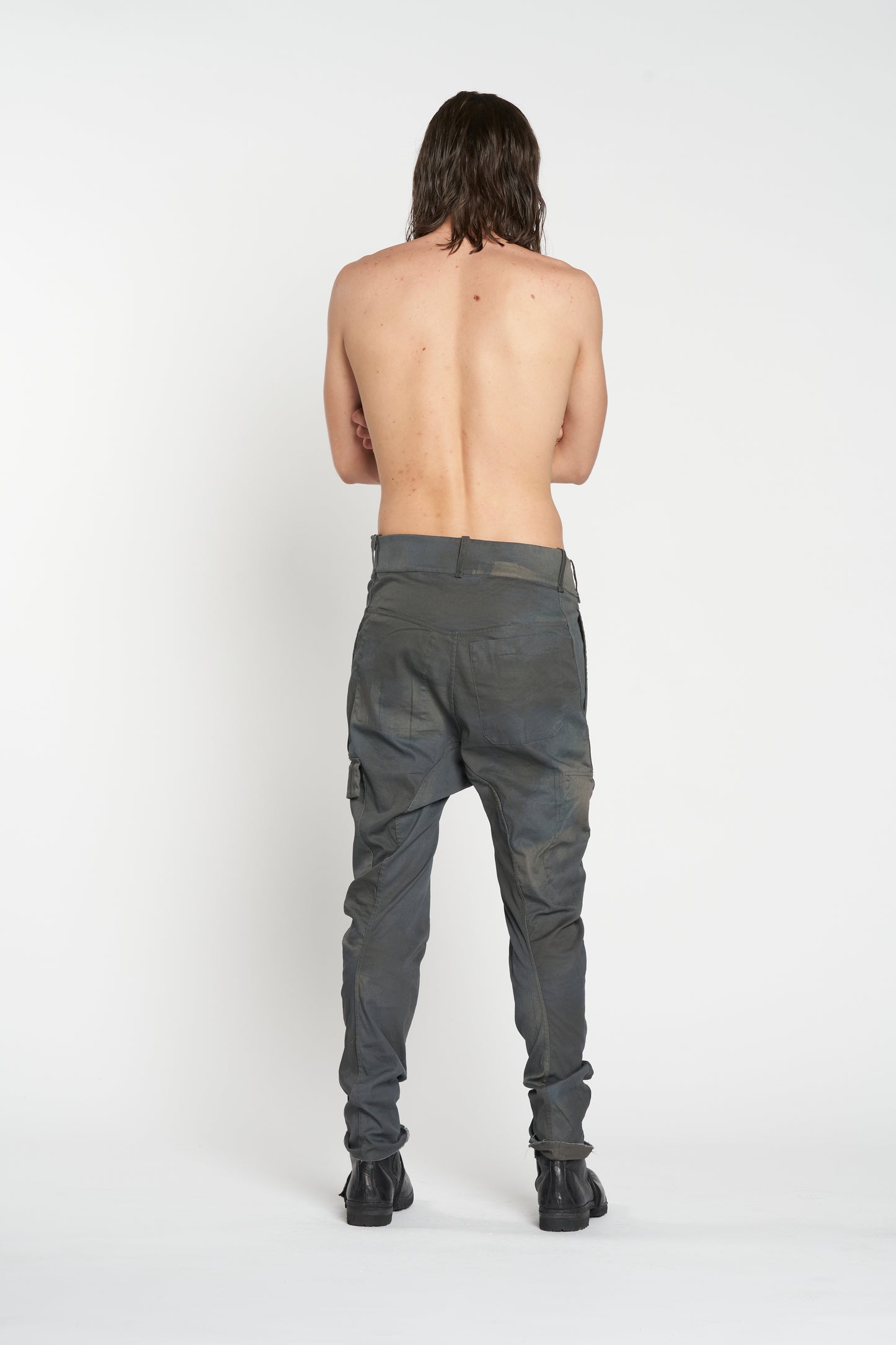 Grey and Blue Grey Reversible Baggy Tapered Cargo Trousers
