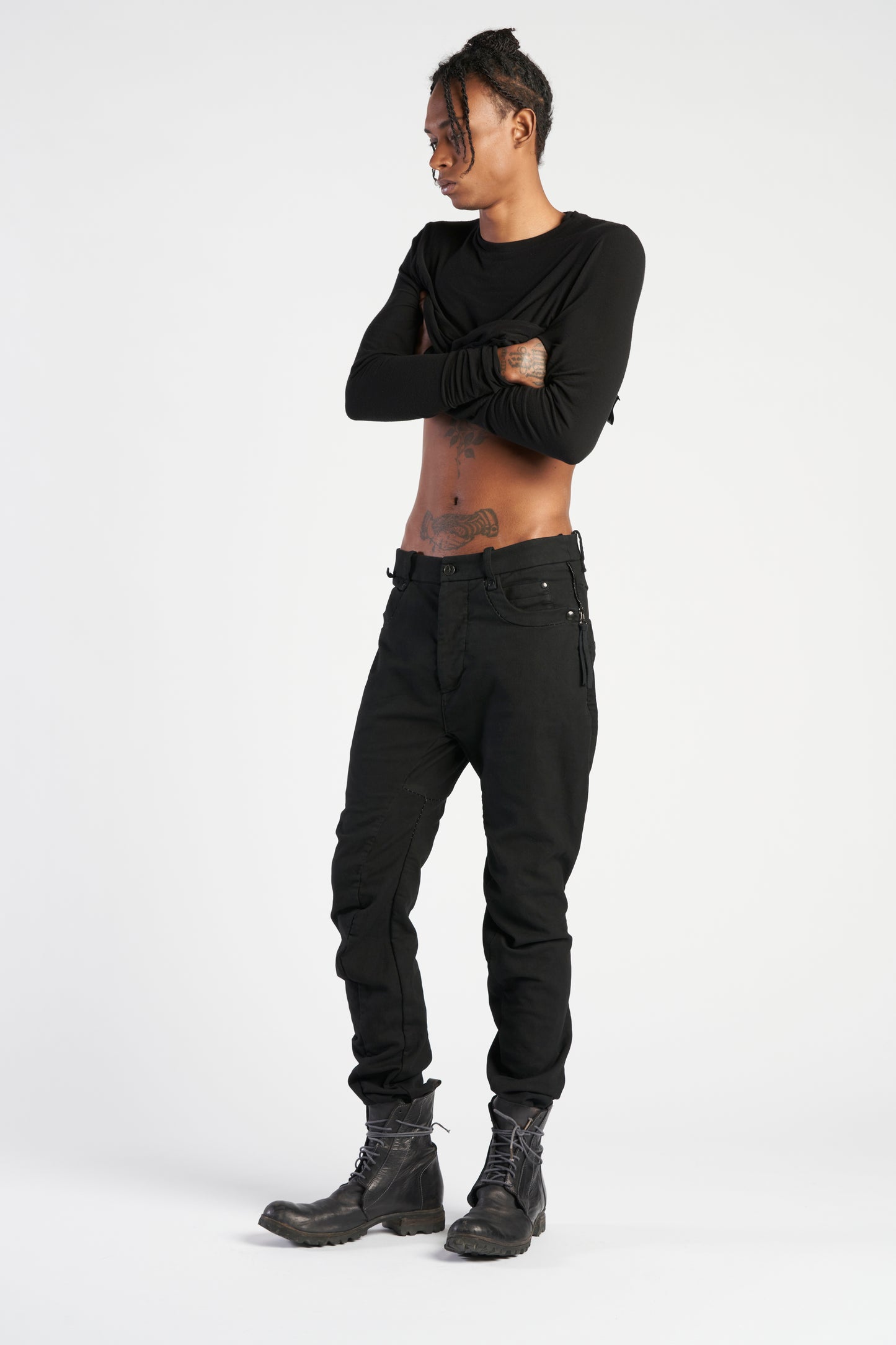 BLACK ZIP SLIM PANTS M3750