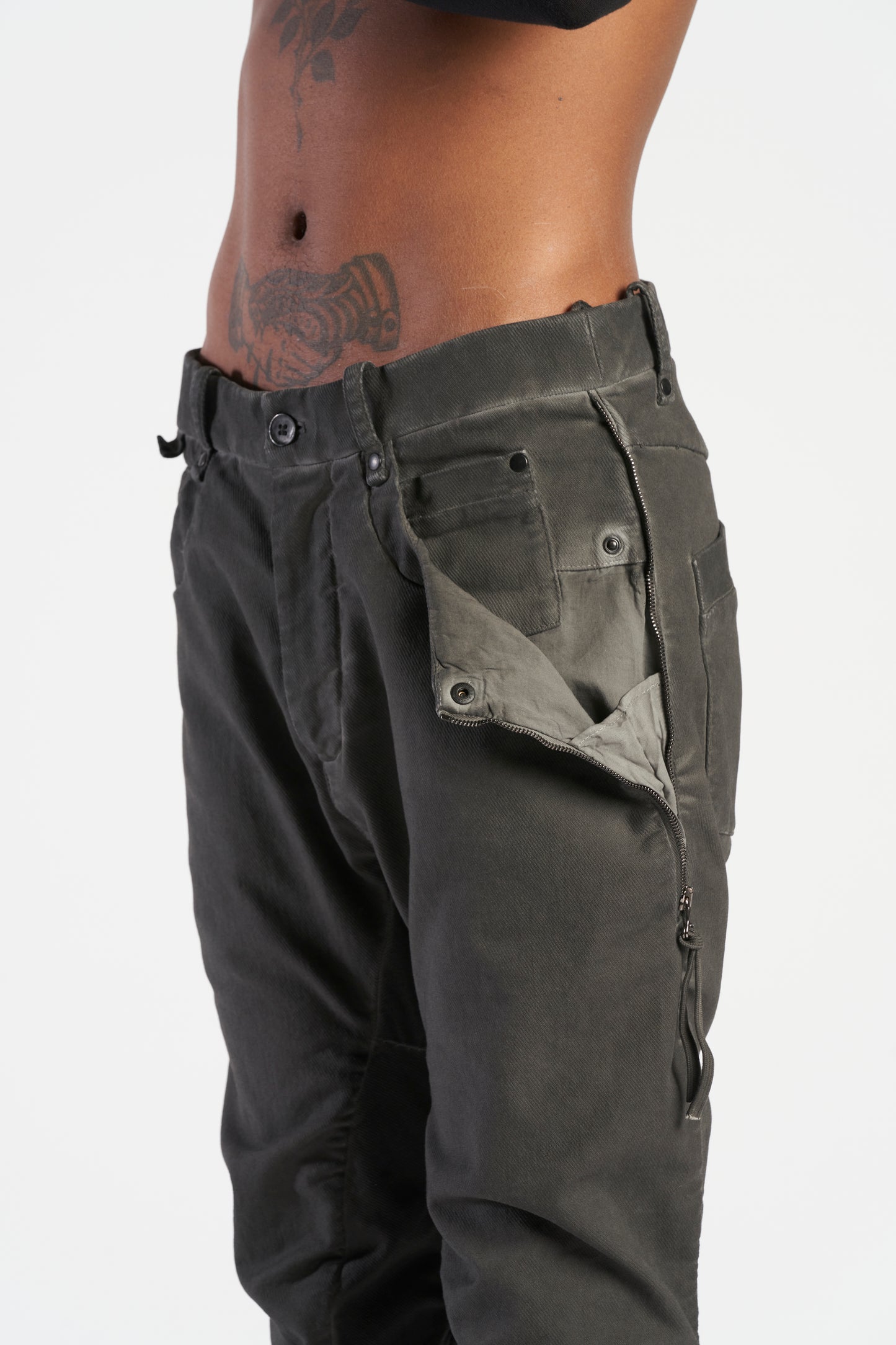 STORM GREY ZIP SLIM PANTS M3750