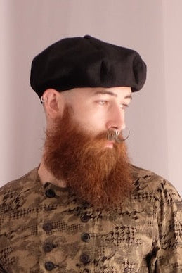 Black Ramie Cotton Big Beret