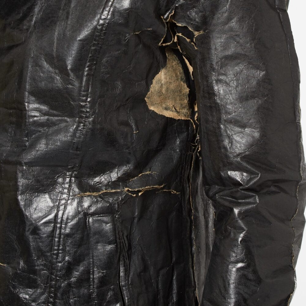 Black Paper Laminate on Thick Cotton Biker Jacket