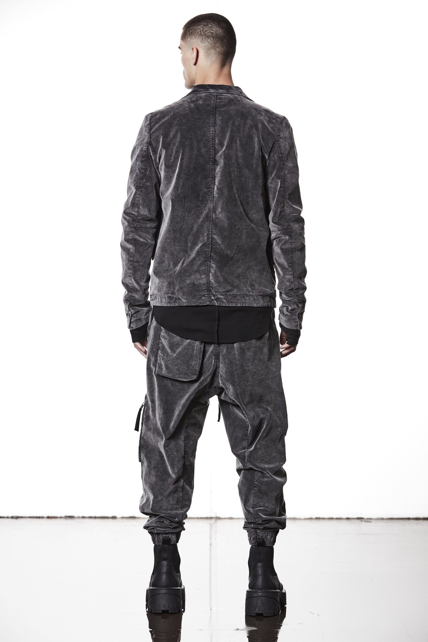 Used Grey 3 Button Washed Velvet Blazer MB 58