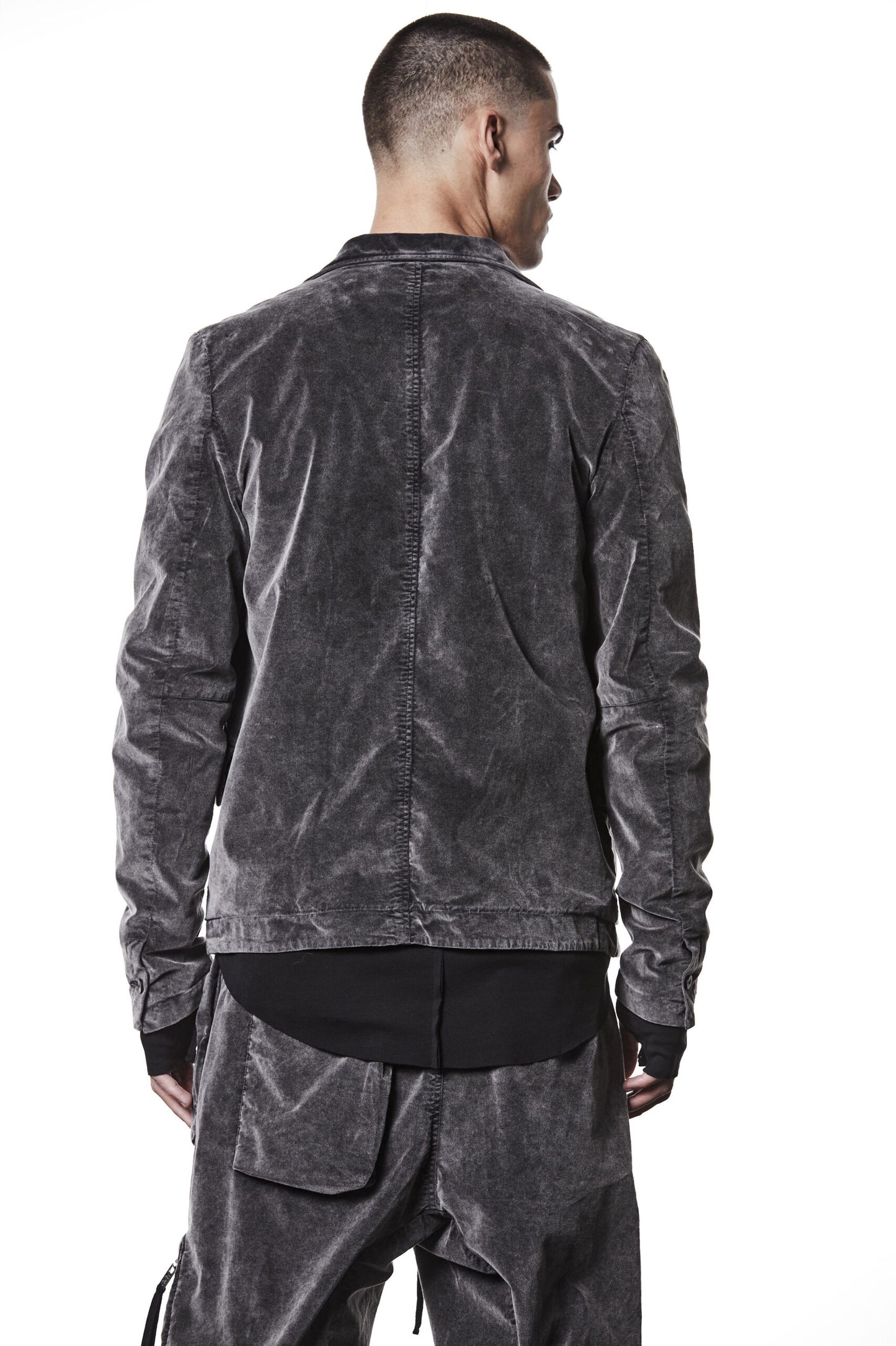 Used Grey 3 Button Washed Velvet Blazer MB 58