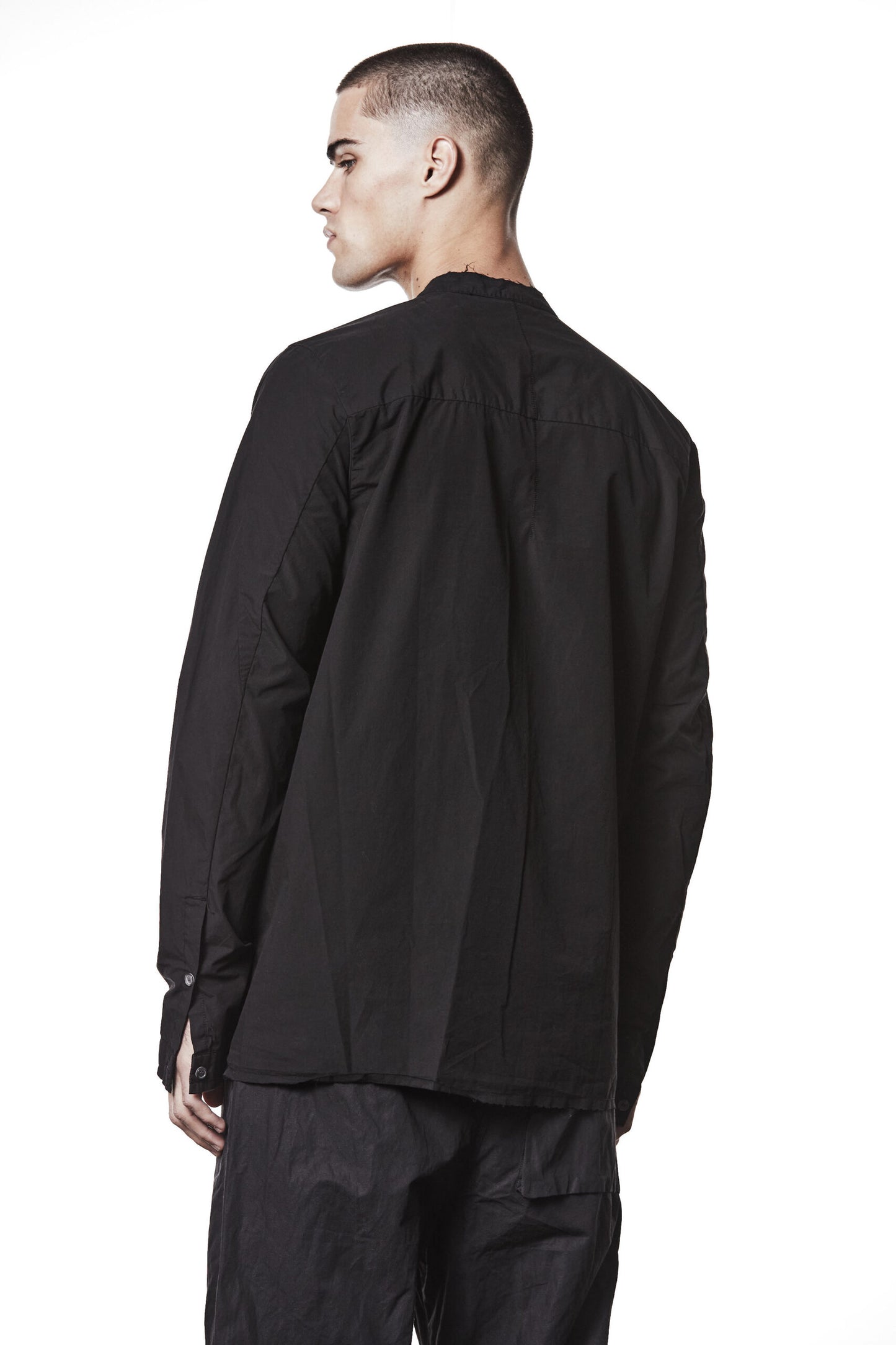 Black Stand Up Collar Shirt MH 177