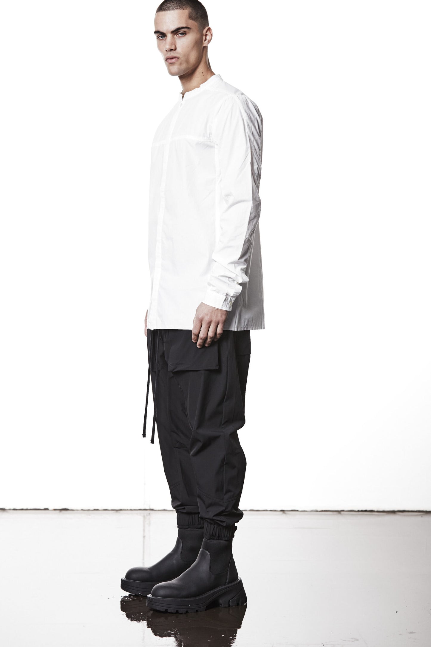 White Stand Up Collar Shirt MH 177