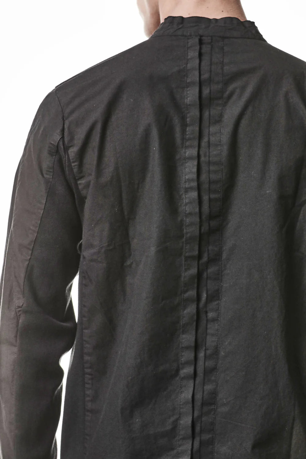 Black Stand-up Collar Washed Cotton Shirt MH 178