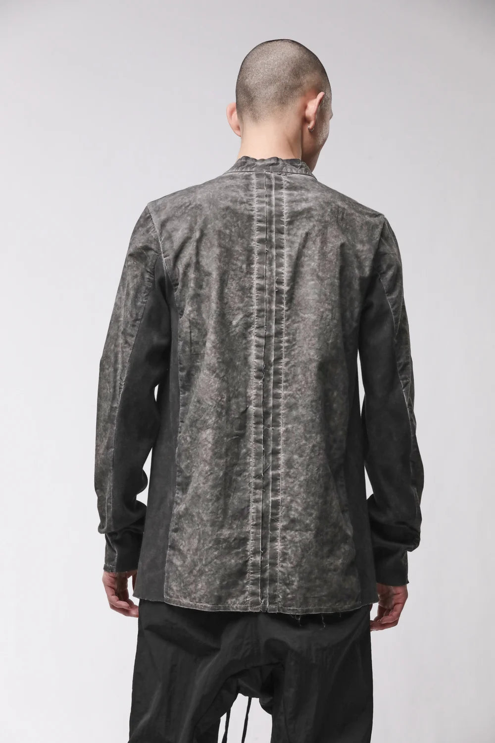 BLACK VEGETAL STAND UP COLLAR SHIRT MH 184