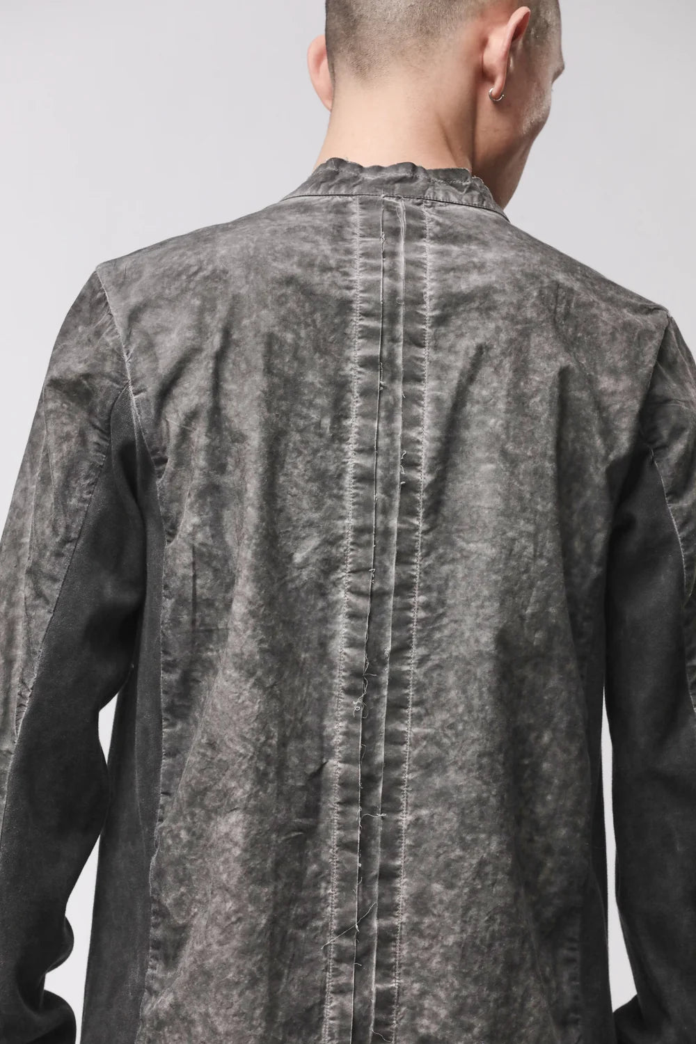 BLACK VEGETAL STAND UP COLLAR SHIRT MH 184