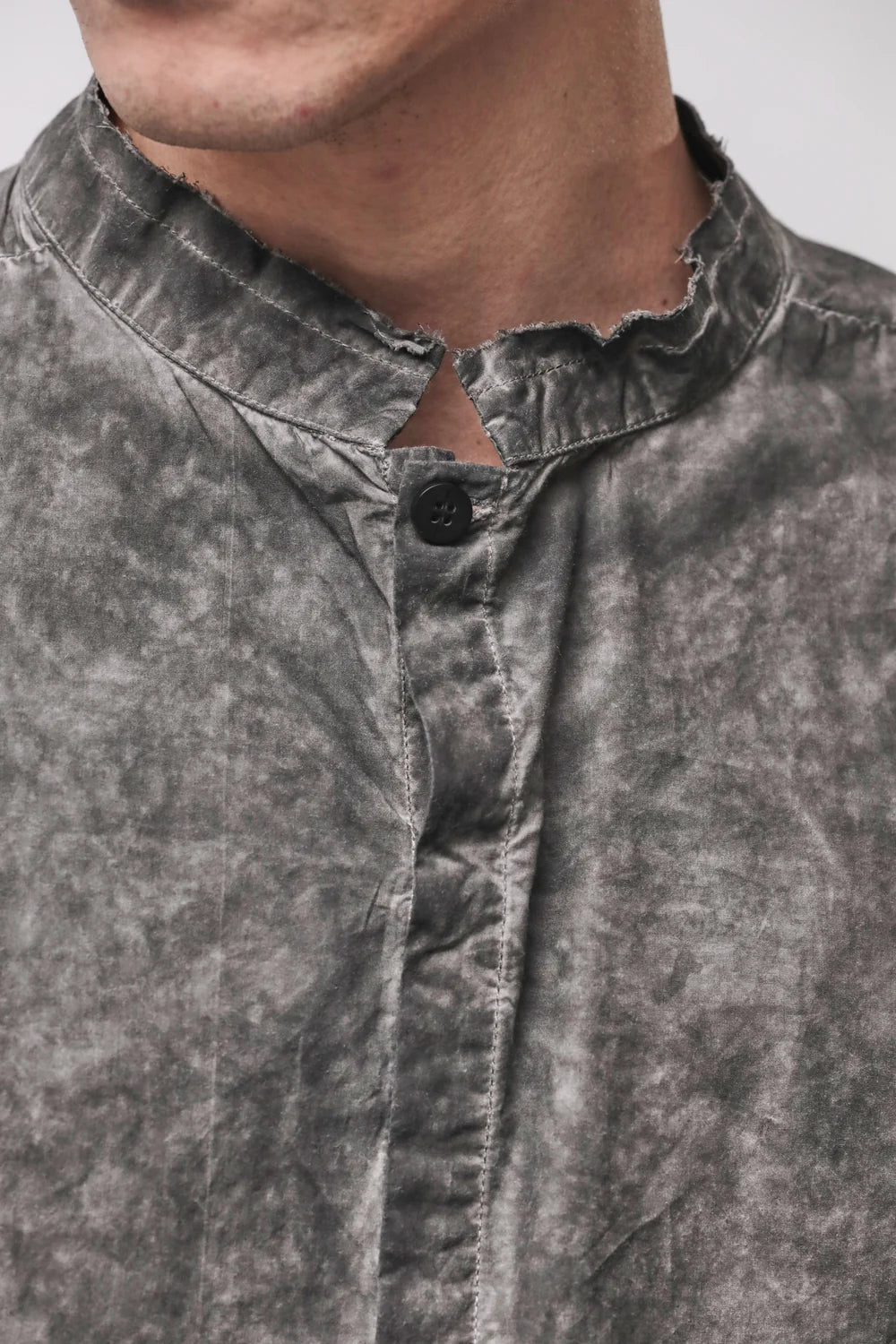 BLACK VEGETAL STAND UP COLLAR SHIRT MH 184