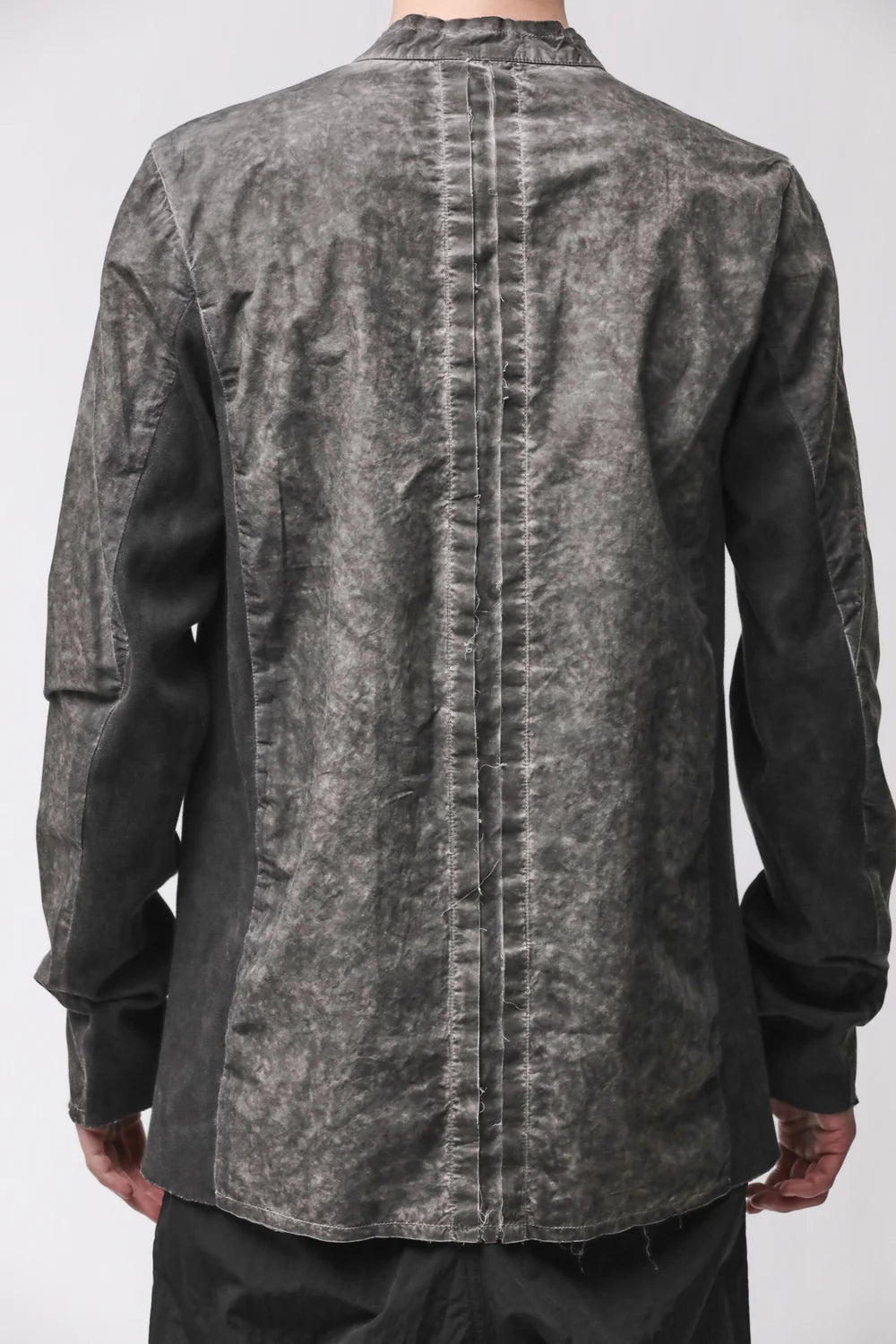 BLACK VEGETAL STAND UP COLLAR SHIRT MH 184