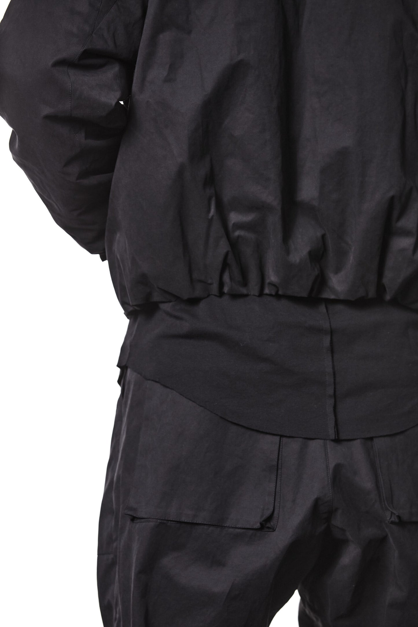 Black Padded Cropped Hooded Bomber Jacket MJ 74