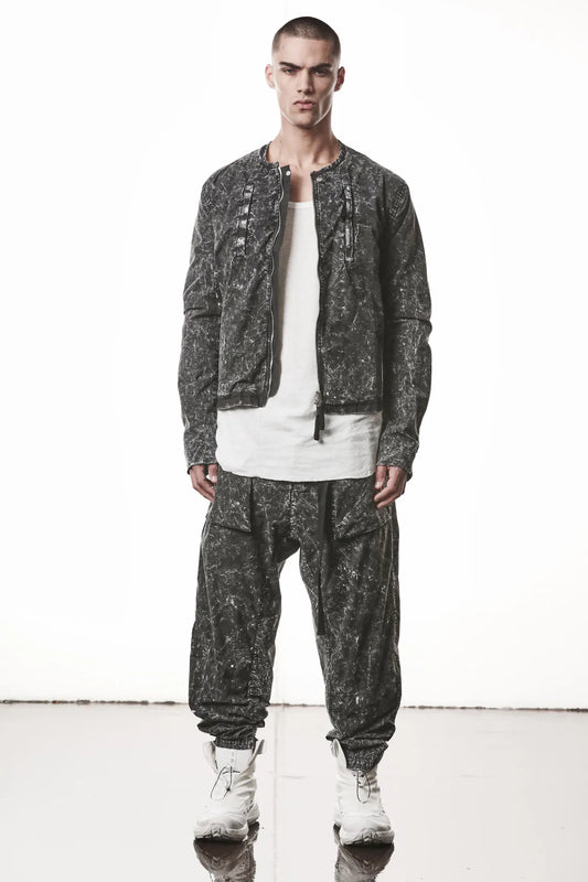 BLACK MARBLE COLLARLESS JACKET MJ 88