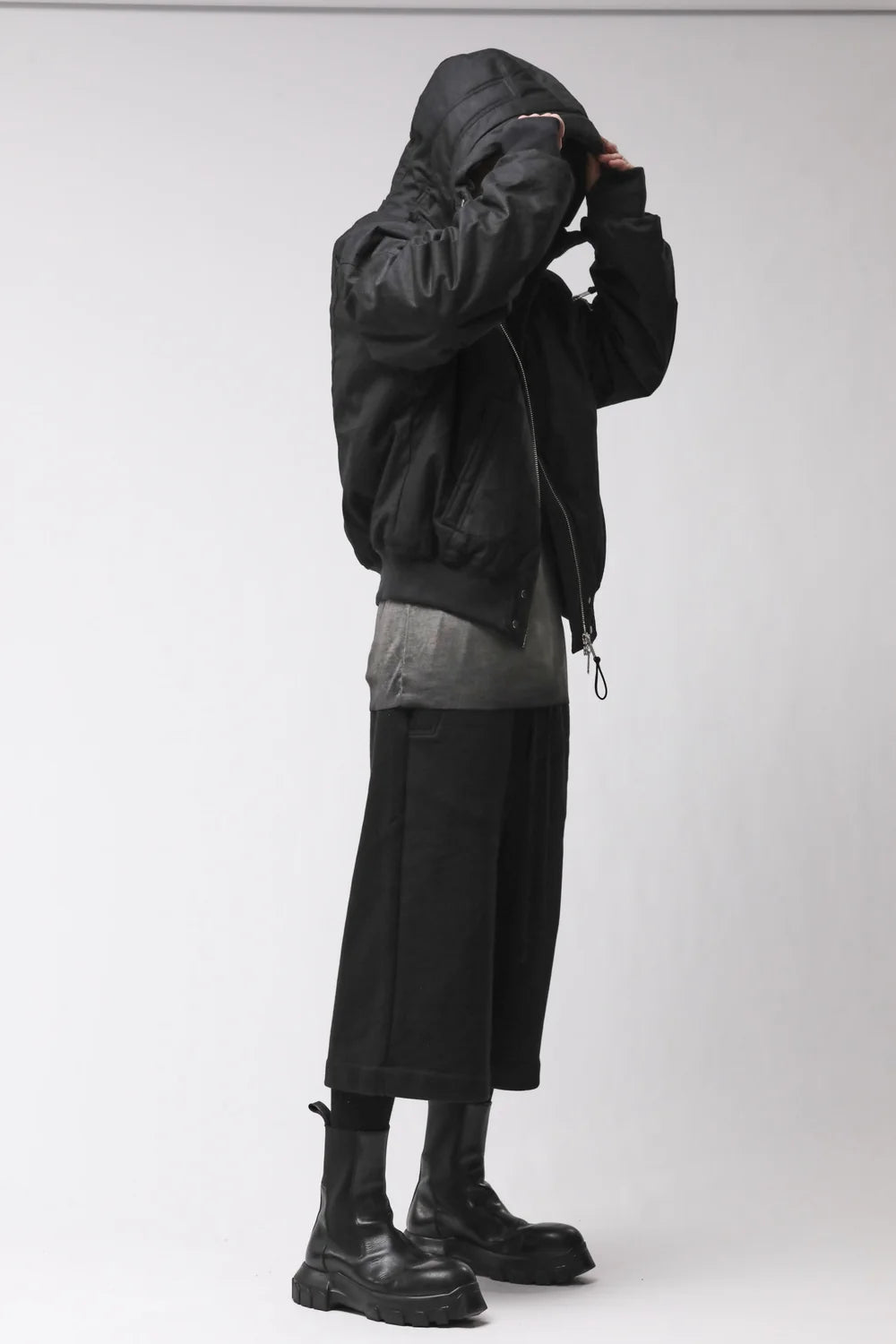 Black Hooded Padded Bomber Jacket