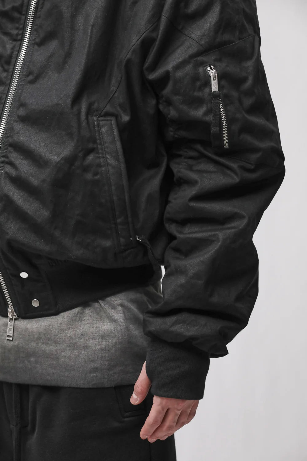 Black Hooded Padded Bomber Jacket
