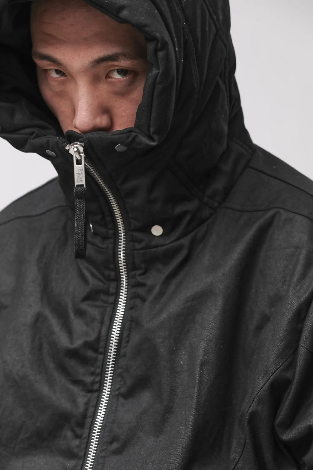 Black Hooded Padded Bomber Jacket