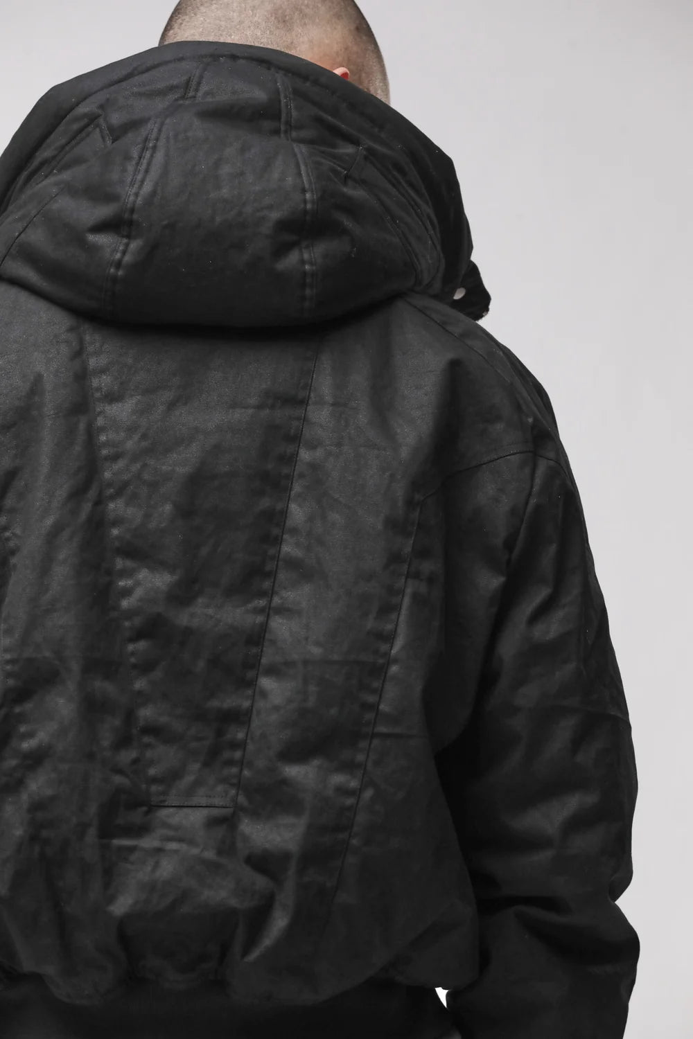 Black Hooded Padded Bomber Jacket