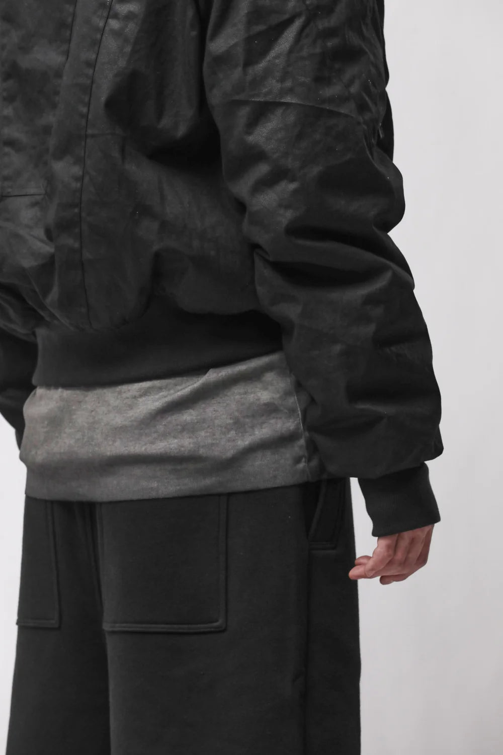 Black Hooded Padded Bomber Jacket