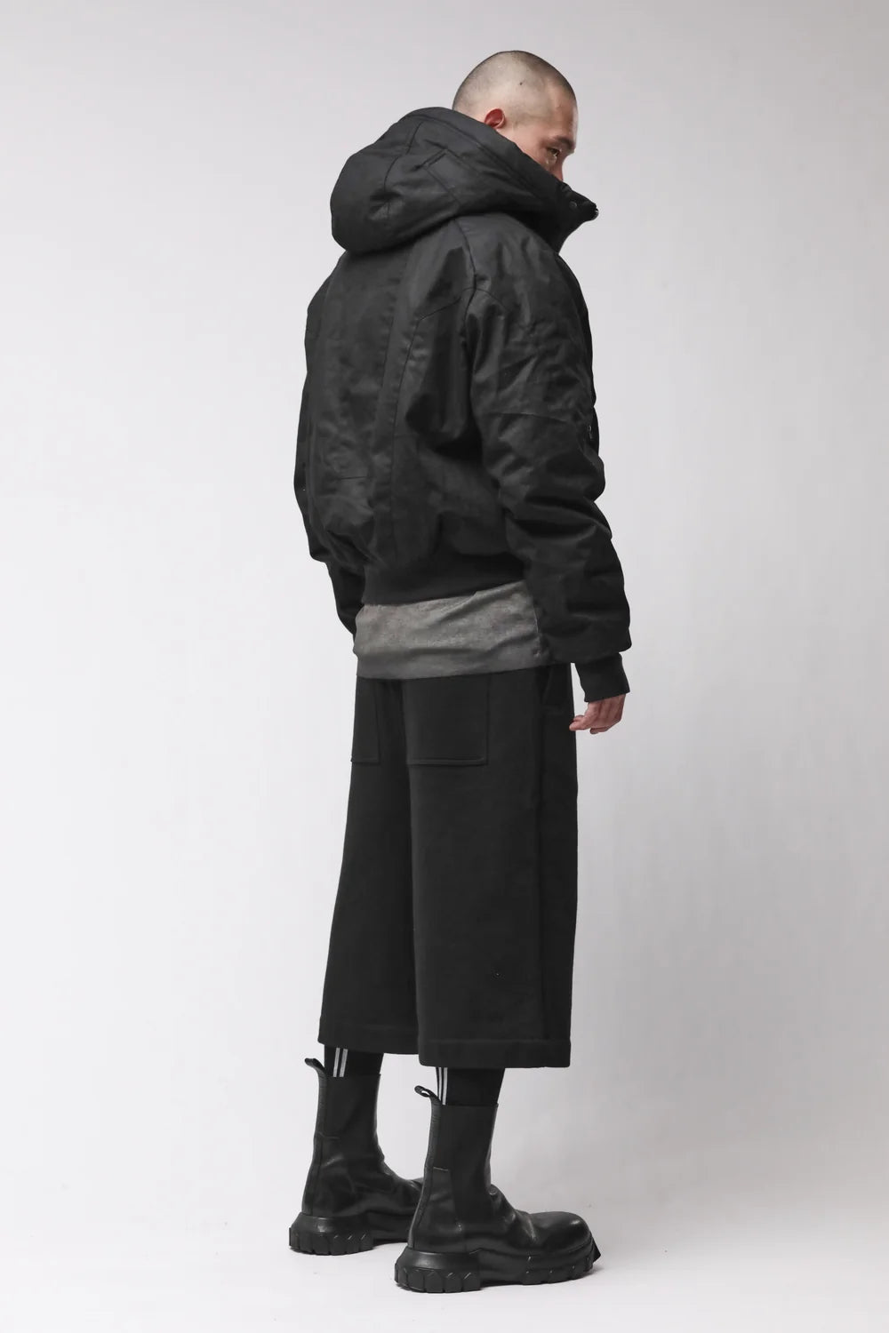 Black Hooded Padded Bomber Jacket
