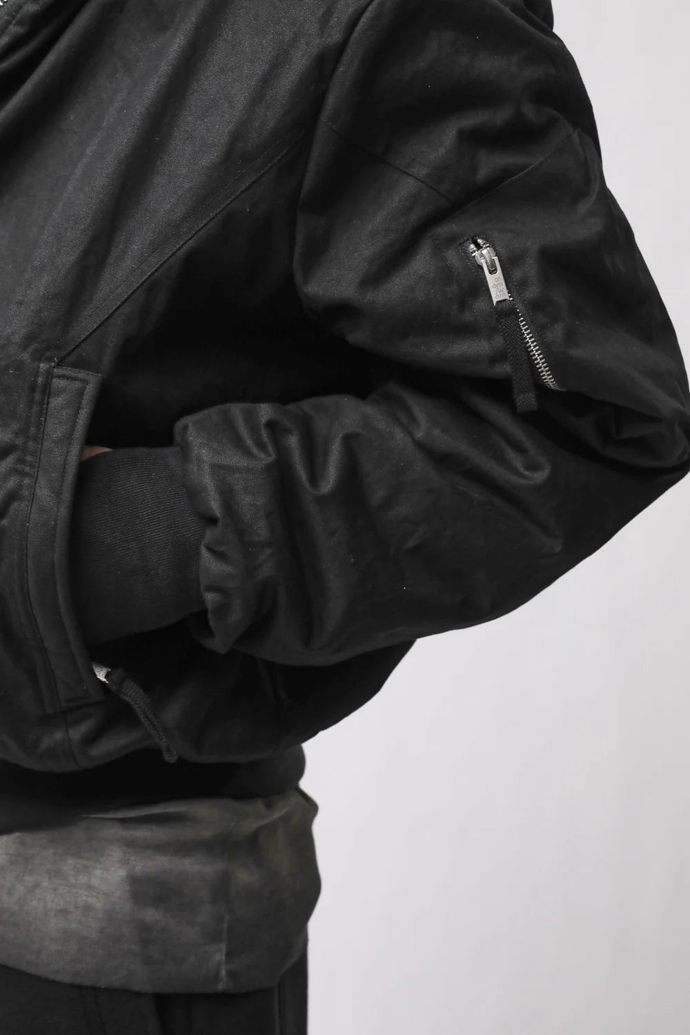 Black Hooded Padded Bomber Jacket