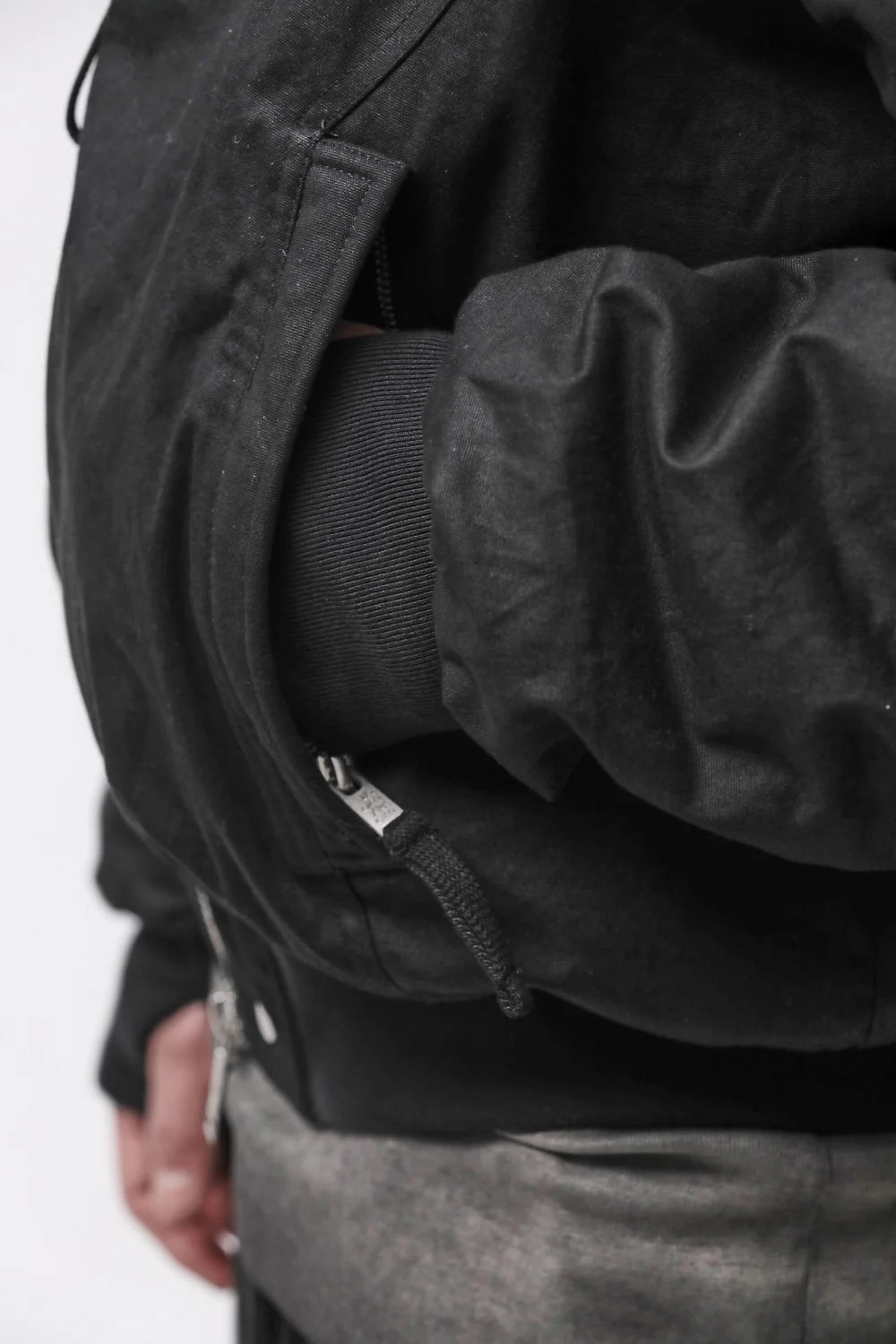 Black Hooded Padded Bomber Jacket