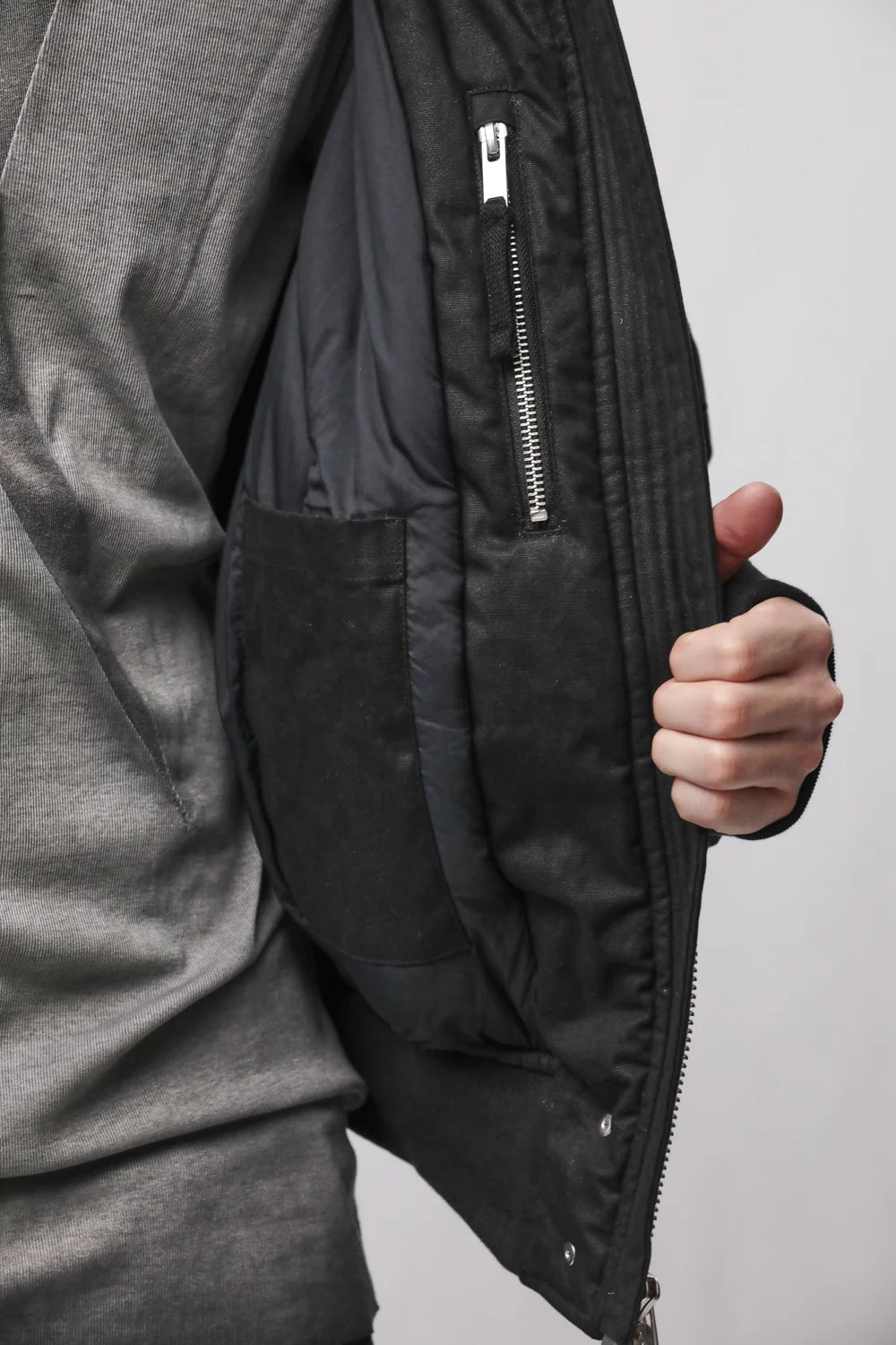 Black Hooded Padded Bomber Jacket