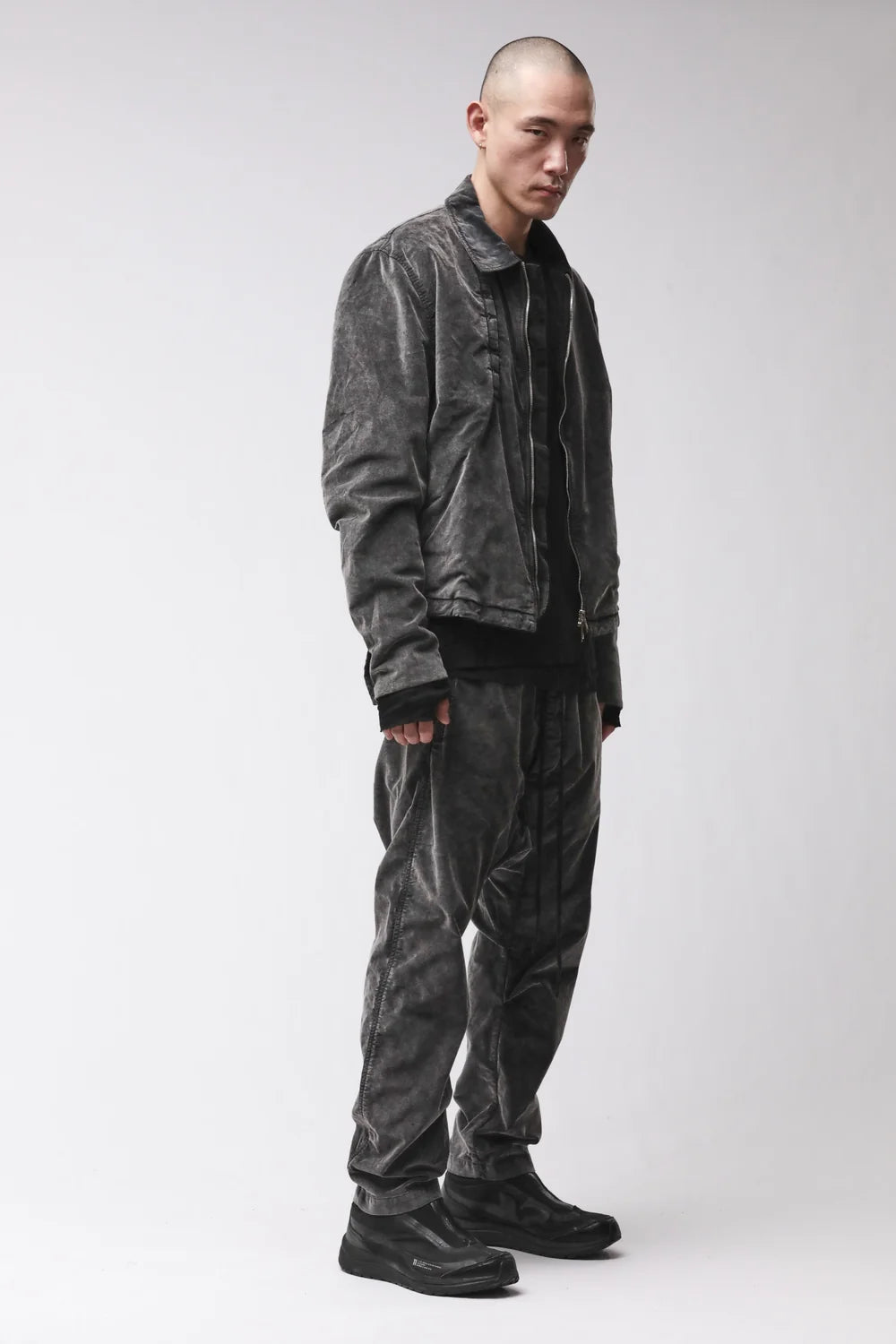 USED GREY VELVET TRUCKER JACKET MJ94