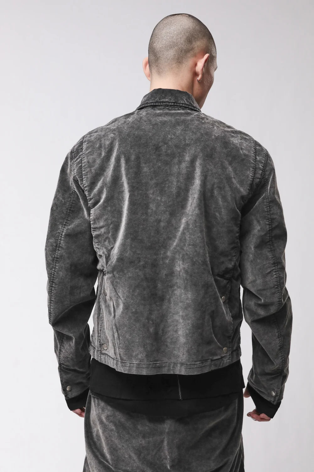 USED GREY VELVET TRUCKER JACKET MJ94