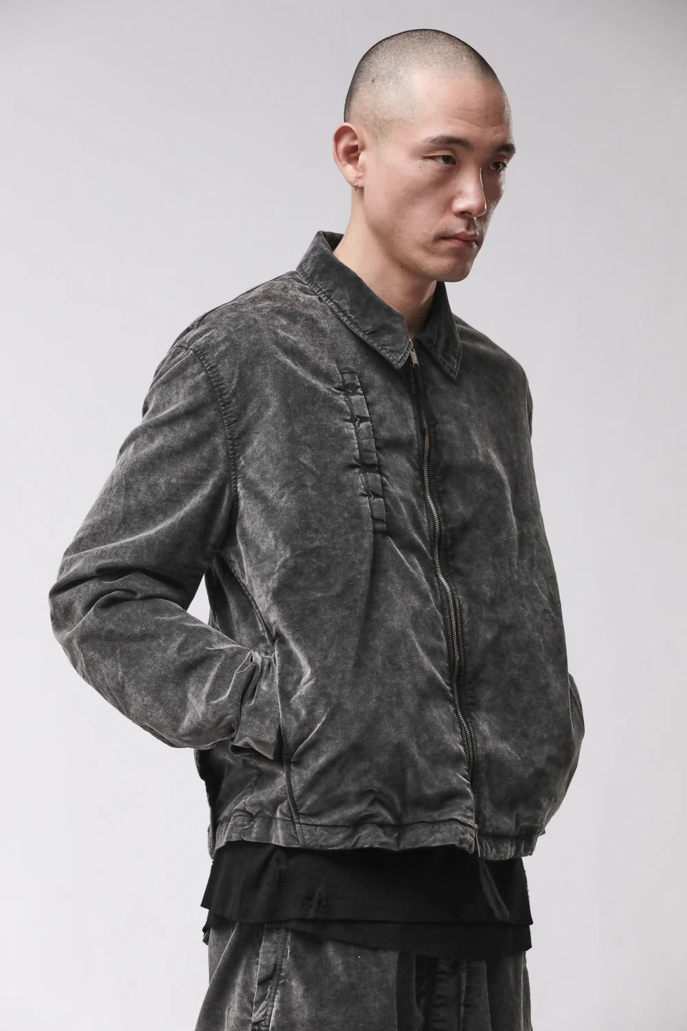 USED GREY VELVET TRUCKER JACKET MJ94