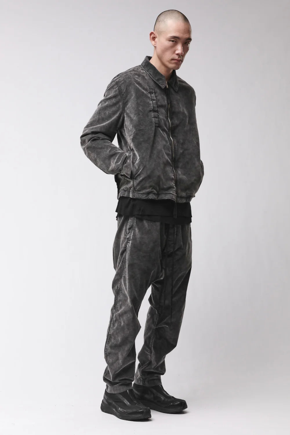 USED GREY VELVET TRUCKER JACKET MJ94