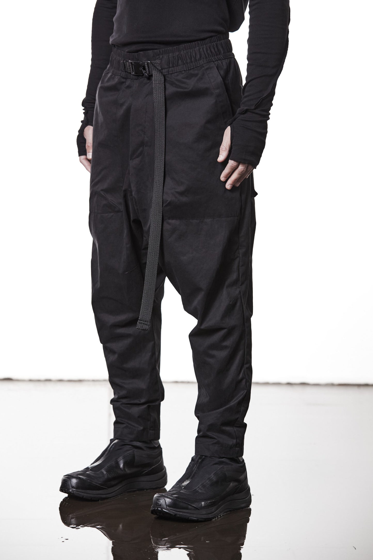 Black Belted Drop Crotch Pants MP 14