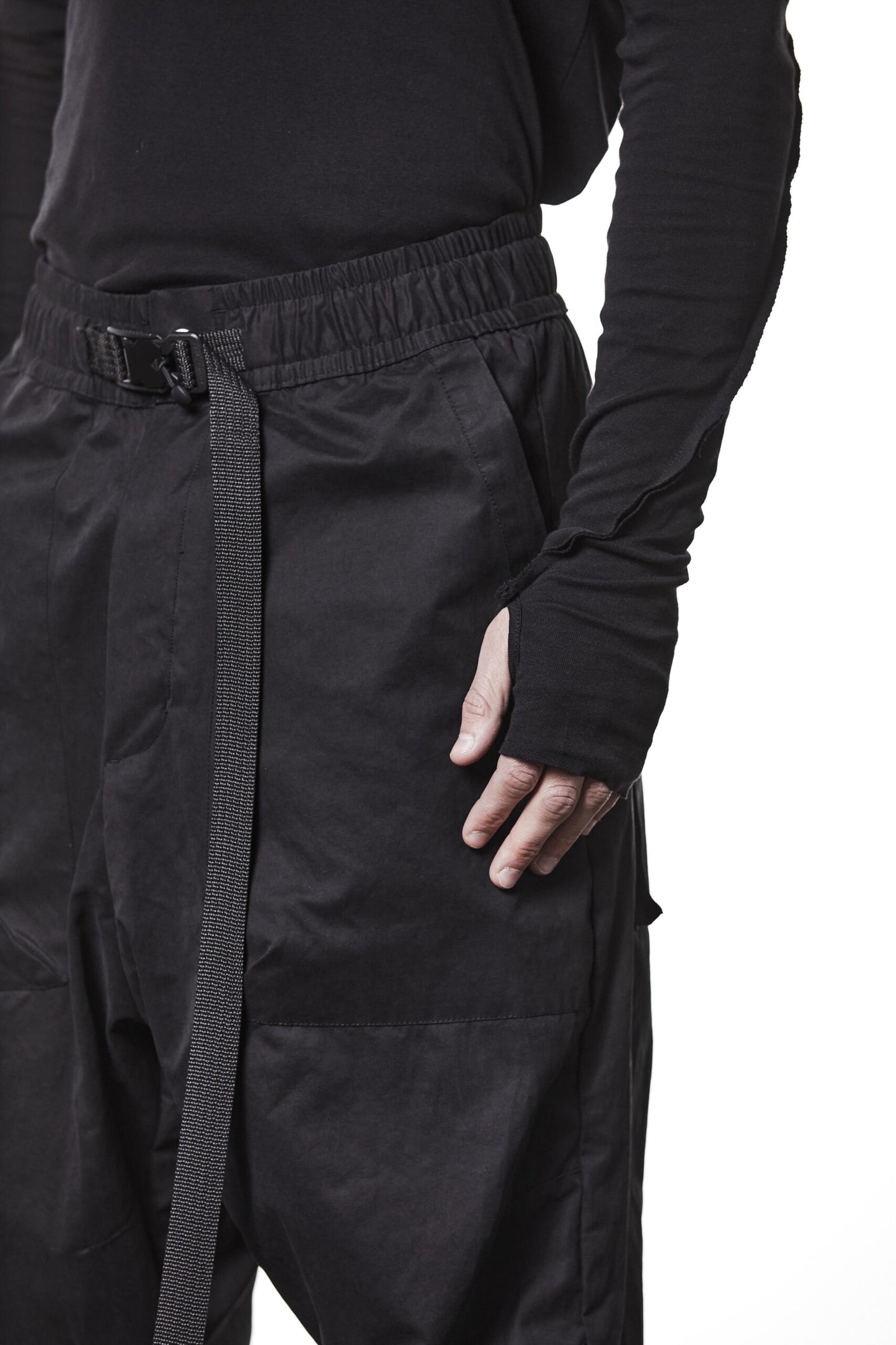 Black Belted Drop Crotch Pants MP 14