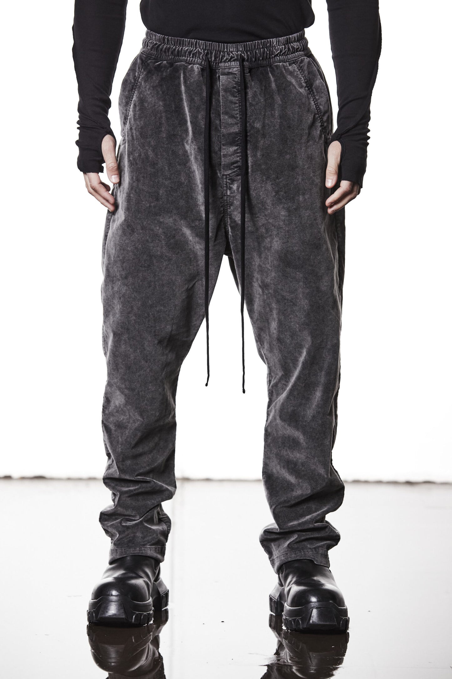 Used Grey Washed Velvet Cotton Pants MP 16